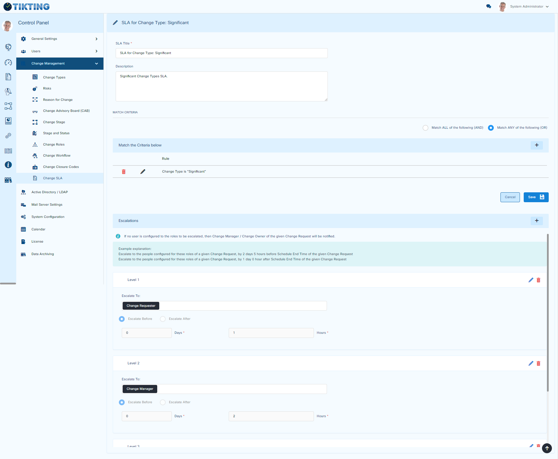 Edit Change SLA change-management-changesla